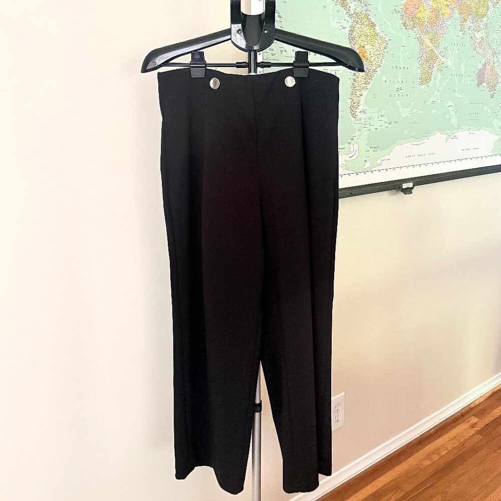 JULES & LEOPOLD Black w/Silver Buttons Palazzo Cropped Pants in Size Large